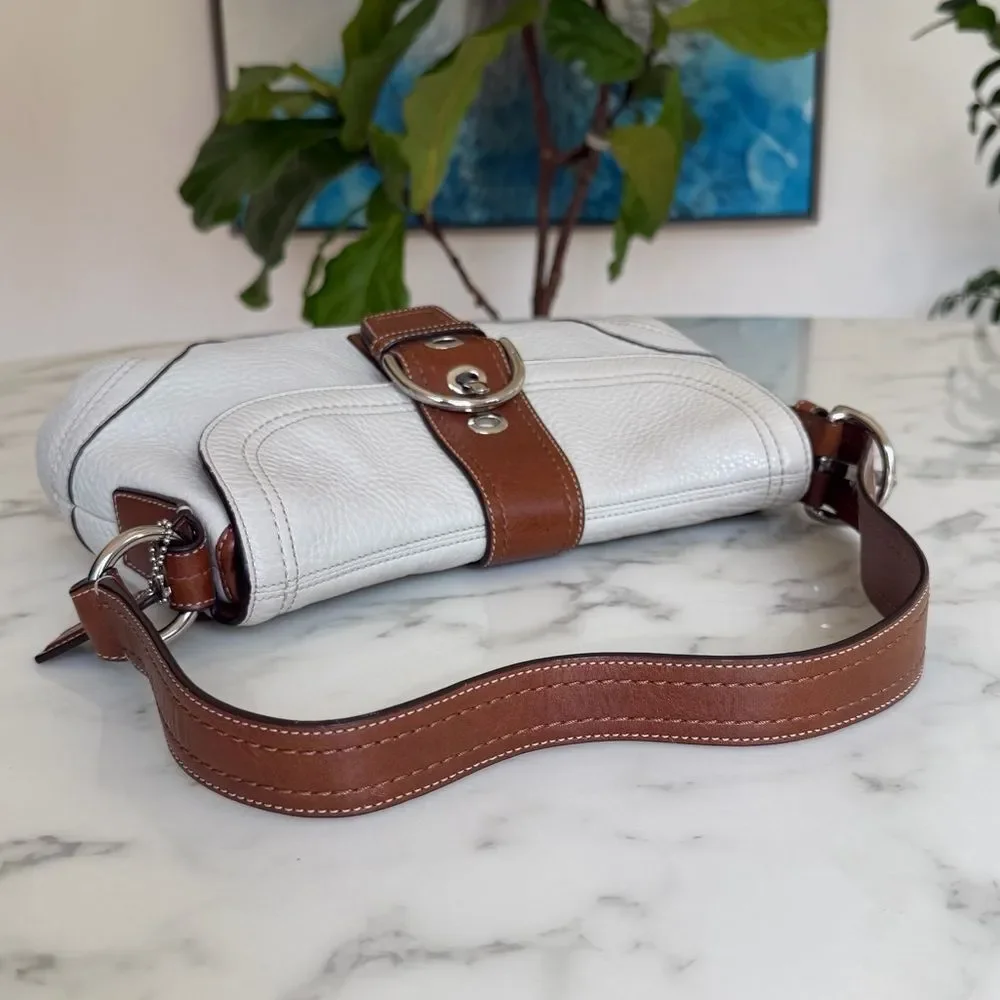 COACH Y2K Vintage Soho Medium Buckle Leather Shoulder Bag F12301 Cream Brown